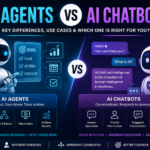 AI Agents vs AI Chatbots comparison showing autonomous AI agents and conversational AI chatbots with their key differences, features, use cases, and capabilities.
