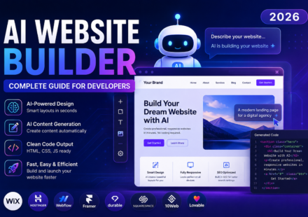 AI Website Builder dashboard showing AI-generated website creation process