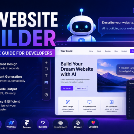 AI Website Builder dashboard showing AI-generated website creation process