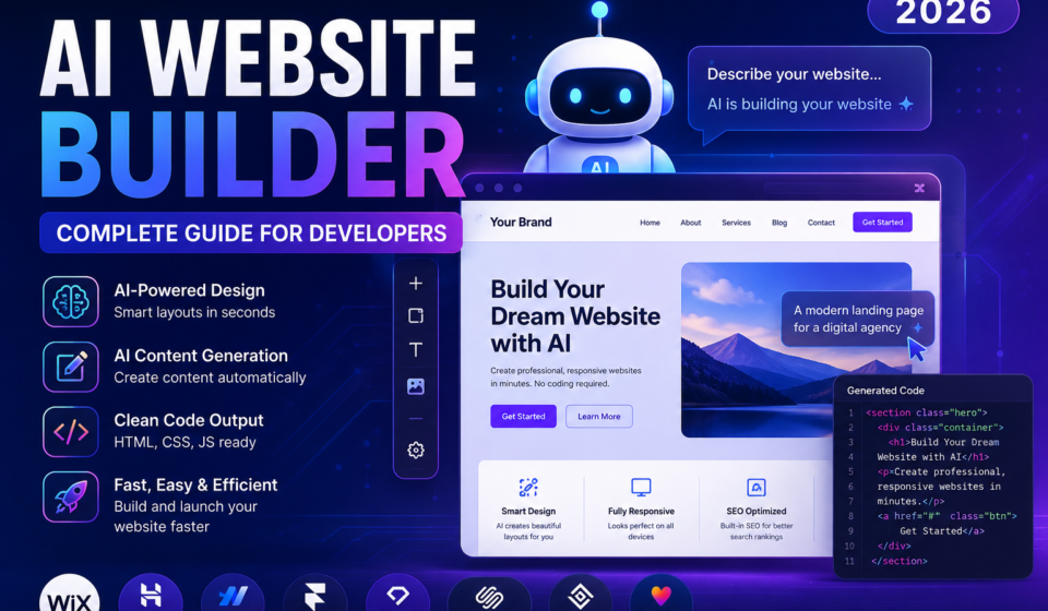 AI Website Builder dashboard showing AI-generated website creation process