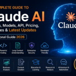 Claude AI complete guide feature image showing AI assistant, enterprise AI, coding, API integration, long-context reasoning, and professional AI technology in 2026.