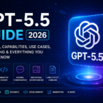 GPT-5.5 guide illustration showing AI features, advanced reasoning, coding assistance, multimodal capabilities, long context handling, and practical use cases in 2026.