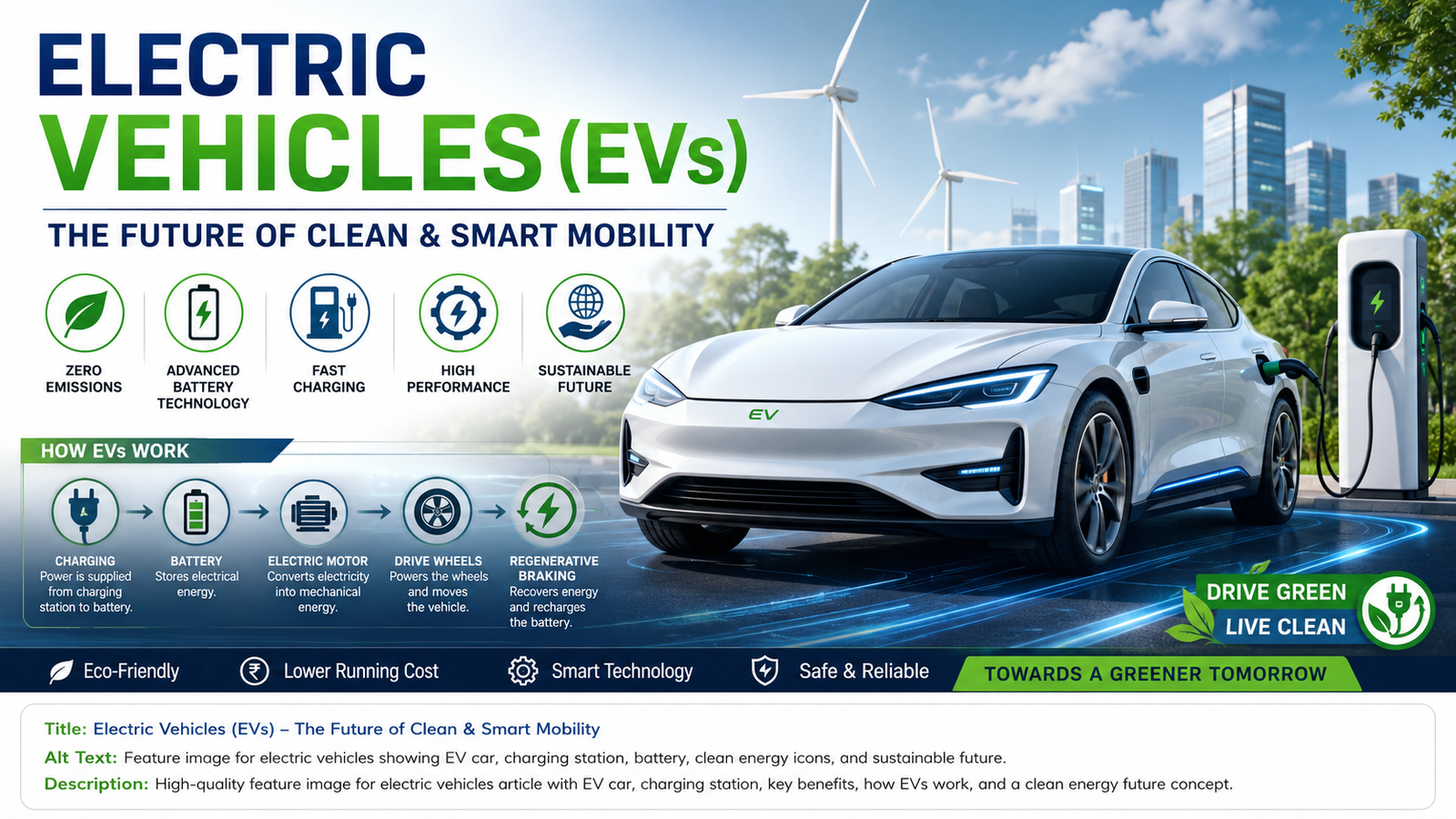 Modern electric vehicle (EV) charging at a fast charging station with clean energy, advanced battery technology, sustainable transportation, and smart mobility concept.