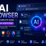 AI Browser Guide 2026 feature image showing AI-powered web browser with intelligent search, AI assistant, content summarization, enhanced security, productivity tools, and modern browser technologies.