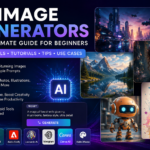 AI Image Generators guide featuring ChatGPT, Midjourney, Adobe Firefly, Leonardo AI, Ideogram, Canva AI, Stable Diffusion, and other leading AI image creation tools for beginners.