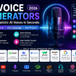 Best AI Voice Generators featuring ElevenLabs, Murf AI, PlayHT, Speechify, Lovo AI, Amazon Polly, Google Cloud Text-to-Speech, Microsoft Azure AI Speech, WellSaid Labs, and OpenAI Voice for realistic AI voiceovers and text-to-speech.