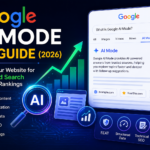 Google AI Mode SEO Guide showing AI-powered search optimization workflow and website ranking strategy.